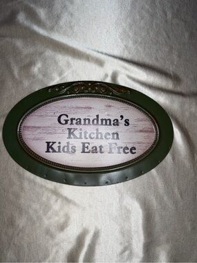 At Home America Grandma's Kitchen Kids Eat Free Oval Metal Wall Sign Farmhouse